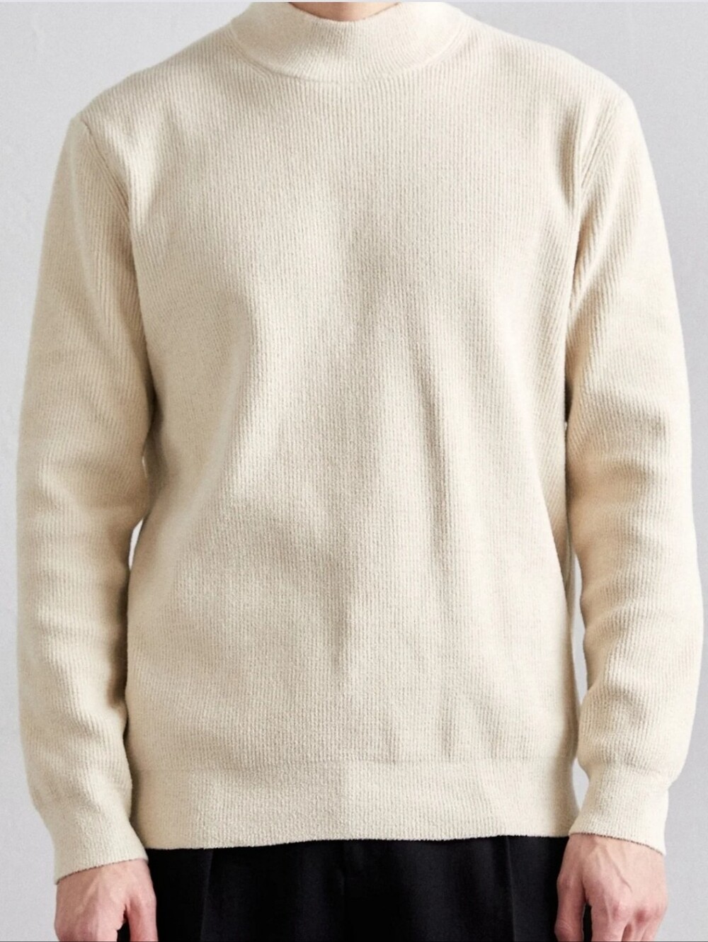 NN. 07 No Nationality Cream Ribbed Mock Neck Sweater Large